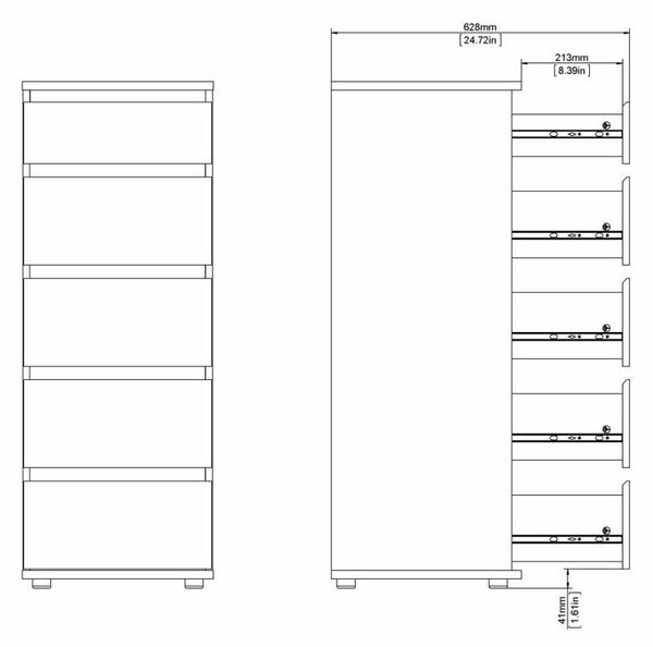 Comodă albă înaltă 40x107 cm Nova – Tvilum