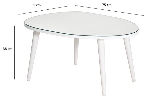 Masa de Cafea Gusto cu Sticla Securizata, Alb - Gri, 75x38x55 cm