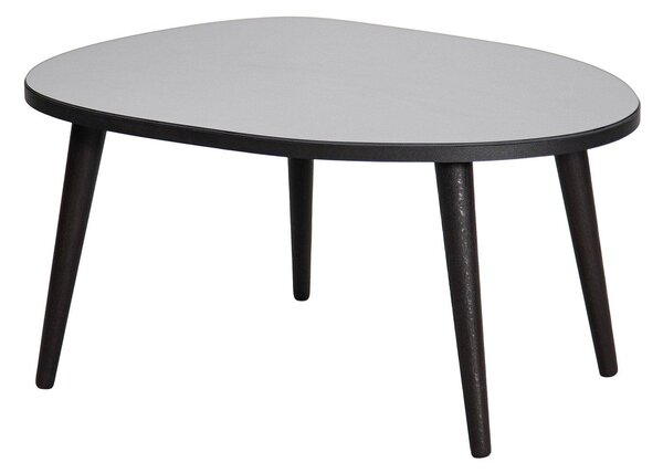 Masa de Cafea Gusto cu Sticla Securizata, Alb - Gri, 75x38x55 cm