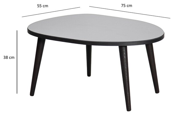 Masa de Cafea Gusto cu Sticla Securizata, Alb - Gri, 75x38x55 cm