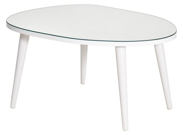 Masa de Cafea Gusto cu Sticla Securizata, Alb - Gri, 75x38x55 cm