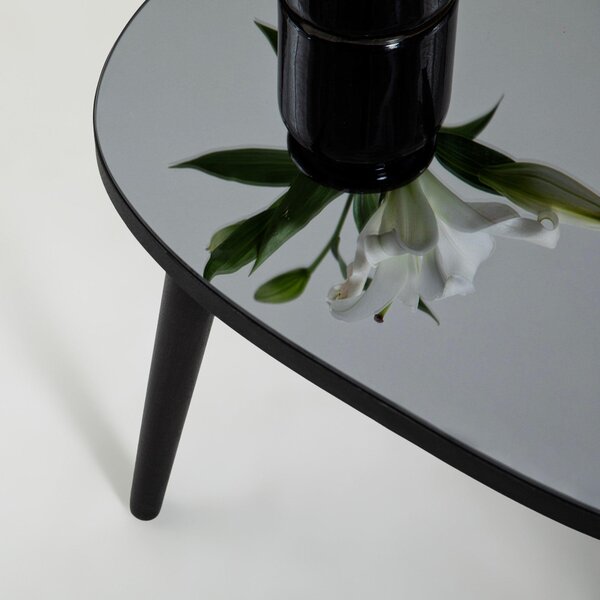 Masa de Cafea Gusto cu Sticla Securizata, Alb - Gri, 75x38x55 cm