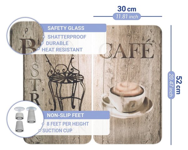 Set 2 protecții din sticlă pentru aragaz Wenko Bistrot, 52 x 30 cm