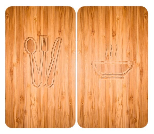 Set 2 protecții din sticlă pentru aragaz Wenko Lunch, 52 x 30 cm