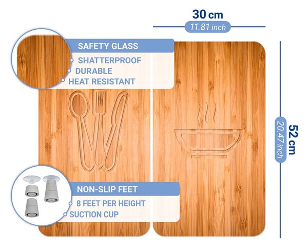 Set 2 protecții din sticlă pentru aragaz Wenko Lunch, 52 x 30 cm