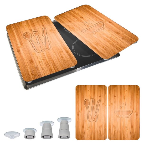 Set 2 protecții din sticlă pentru aragaz Wenko Lunch, 52 x 30 cm