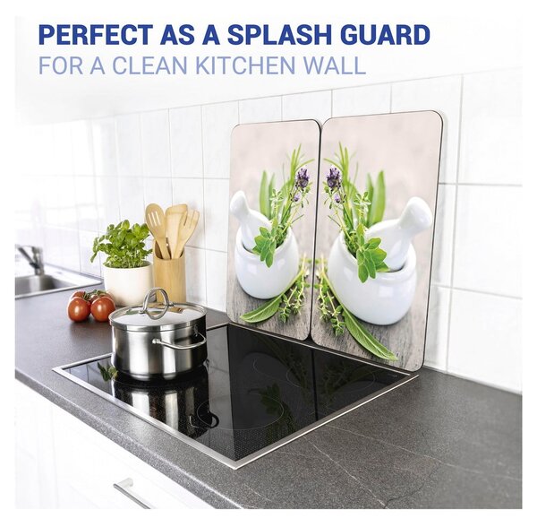 Set 2 protecții din sticlă pentru aragaz Wenko Herbal, 52 x 30 cm