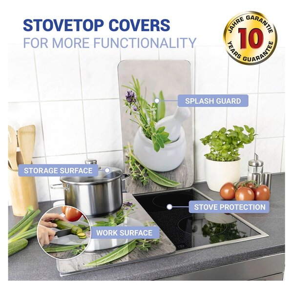 Set 2 protecții din sticlă pentru aragaz Wenko Herbal, 52 x 30 cm