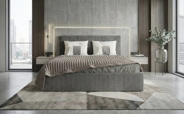 Set dormitor Malibu Gri cu dulap Atlantic 150 cm Alb/Gri