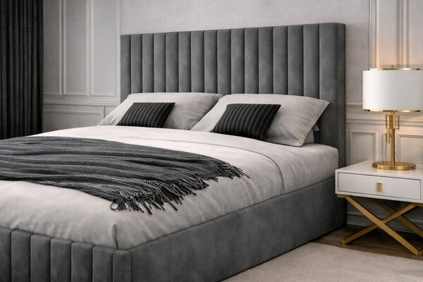 Set dormitor Cairo Gri cu dulap tapitat Cairo 150 cm Gri