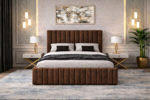 Set dormitor Cairo Maro cu dulap tapitat Cairo 150 cm Maro