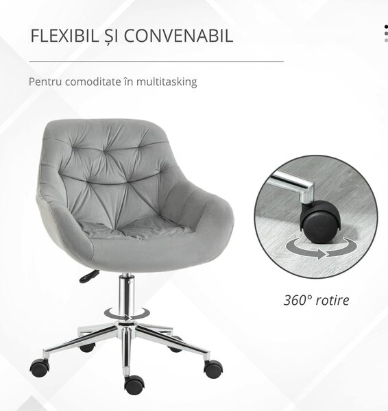 Vinsetto scaun ergonomic de birou, 59x58x80-90 cm, gri | Aosom Romania