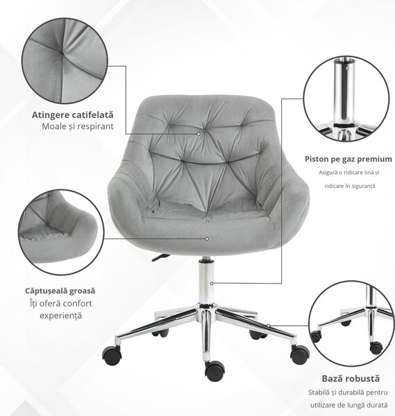 Vinsetto scaun ergonomic de birou, 59x58x80-90 cm, gri | Aosom Romania