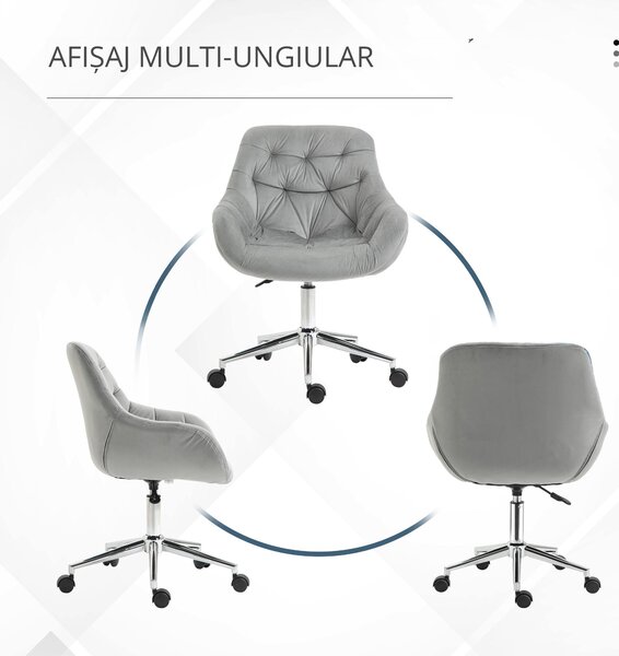 Vinsetto scaun ergonomic de birou, 59x58x80-90 cm, gri | Aosom Romania