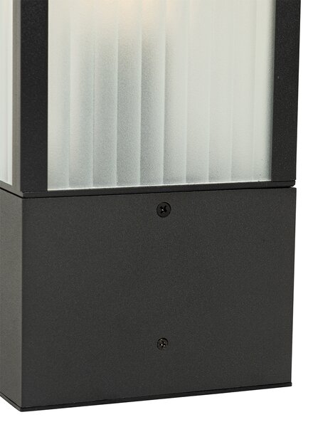Lampă de exterior cu picior neagră cu sticlă striată 40 cm IP44 - Charlois