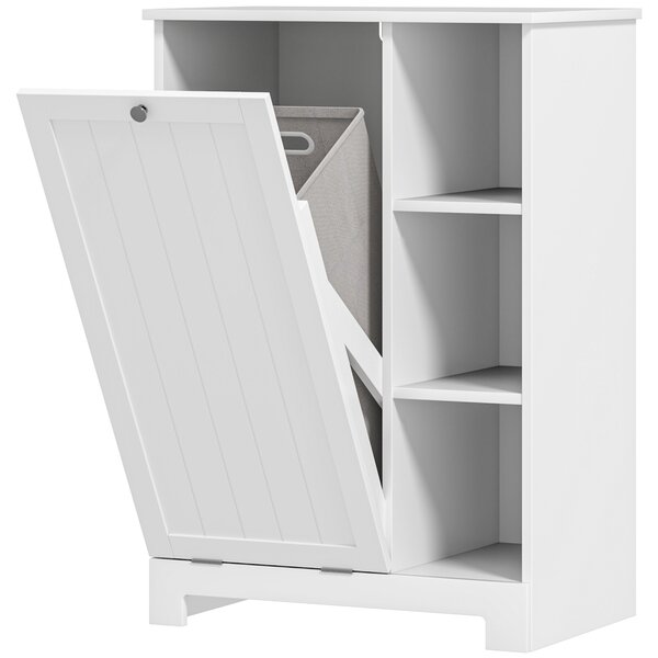 HOMCOM Dulap Modern pentru Rufe cu Coș Detașabil și Compartimente de Depozitare, 60x38x86 cm, Alb | Aosom Romania