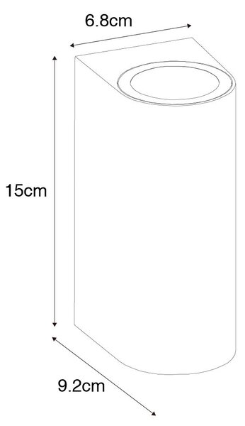 Aplică modernă de perete exterioară din plastic negru ovală cu 2 lumini - Baleno