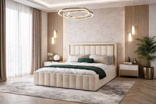 Set dormitor Atena Bej cu dulap alb