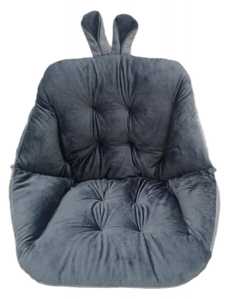 Perna scaun cu spatar, snur prindere, bumbac, 45 x 45 x 8cm, gri
