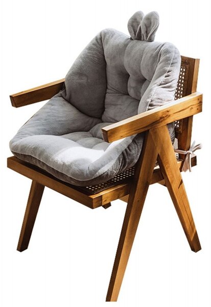 Perna scaun cu spatar, snur prindere, bumbac, 45 x 45 x 8cm, gri