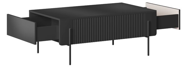 Măsuță de cafea Malmi 100 cm cu sertare - negru mat / picioare negre