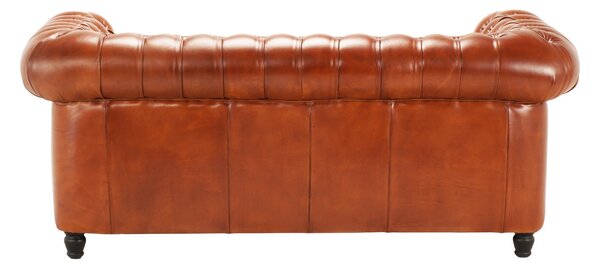 Canapea extensibila din piele Chesterfield Fleming 190 cm DarkBrown