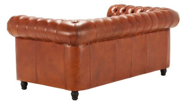 Canapea extensibila din piele Chesterfield Fleming 190 cm DarkBrown