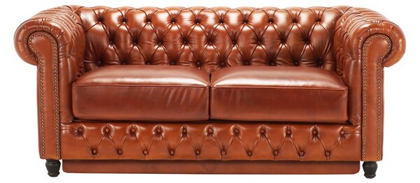 Canapea extensibila din piele Chesterfield Fleming 190 cm DarkBrown