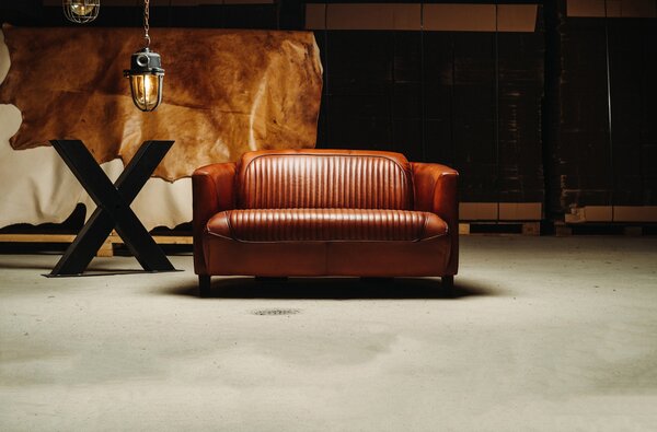 Canapea Coupé din piele DarkBrown / 125 cm