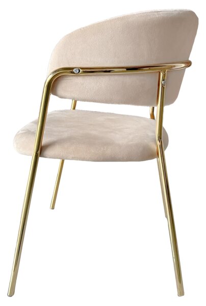 KONDELA Fotoliu de sufragerie de design, bej, Velvet/gold crom auriu, DASMIN NEW TIP 1