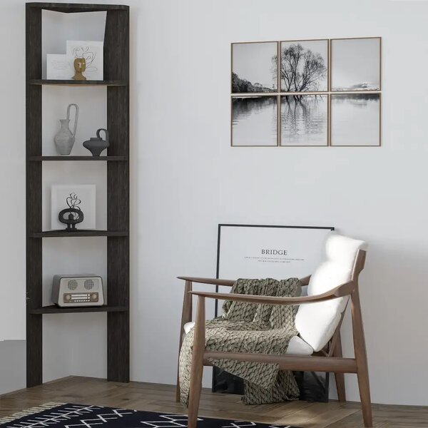 Biblioteca Cordia colt culoare antracit 160cm