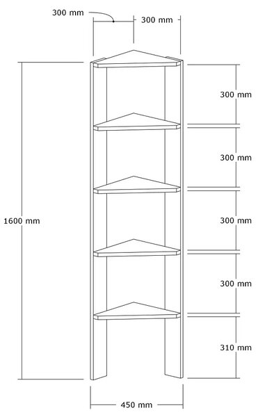 Biblioteca Cordia colt culoare antracit 160cm