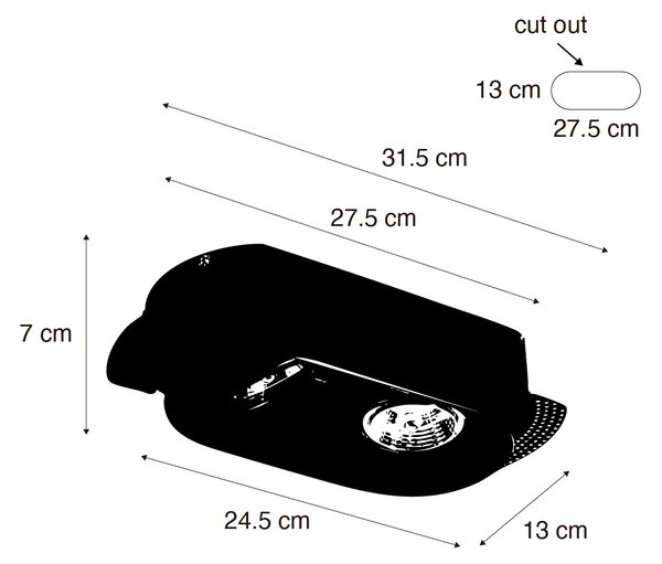 Set de 6 spoturi încastrate rotunjite negre GU10 70mm cu 2 lumini - Hubs
