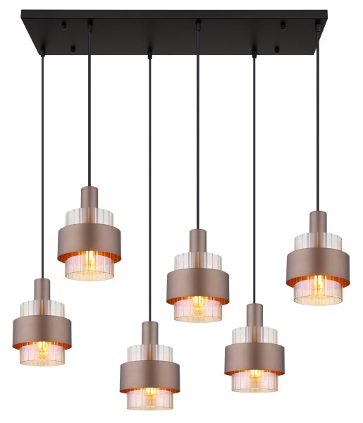 Globo 15560-6HA - Lustru suspendat pe cablu MILLEY 6xE27/60W/230V maro
