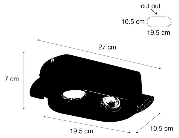 Set de 6 spoturi încastrate rotunjite albe GU10 50mm cu 2 lumini - Hubs