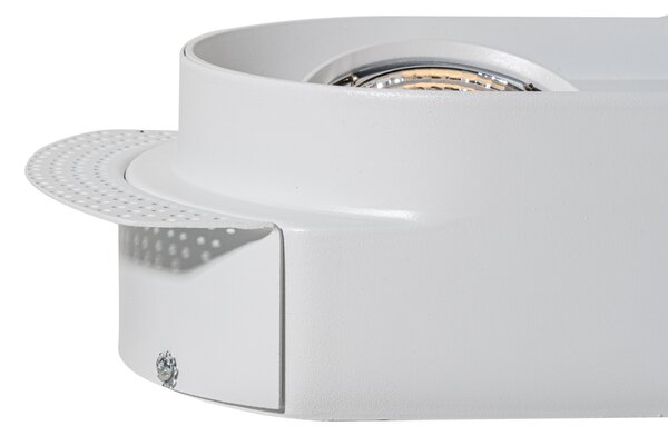 Set de 6 spoturi încastrate rotunjite albe GU10 70mm cu 2 lumini - Hubs