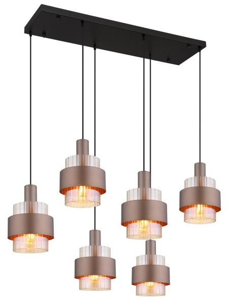 Globo 15560-6HA - Lustru suspendat pe cablu MILLEY 6xE27/60W/230V maro