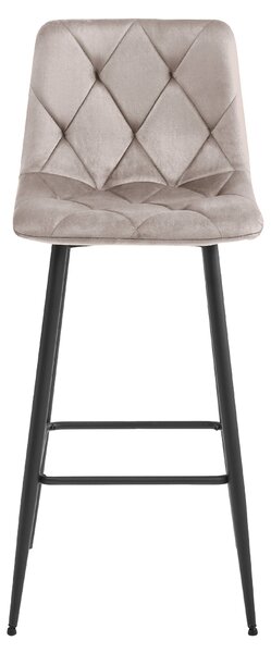 Scaun de bar NADO VELVET bej inchis cu picioare negre