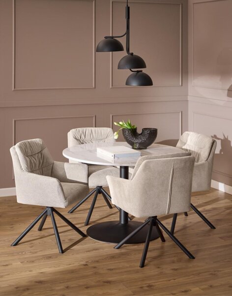 Scaun de dining pivotant Alonso, bej