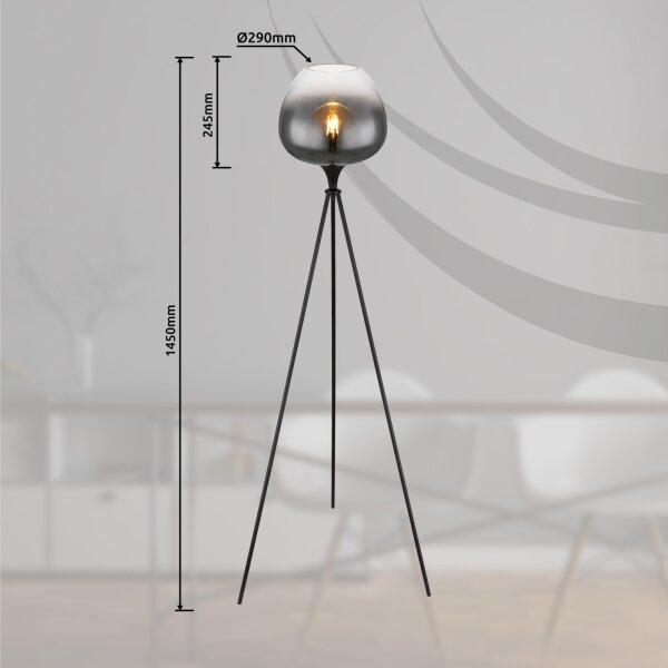 Globo 15548S1 - Lampă de podea MAXY 1xE27/60W/230V neagră