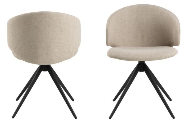Scaun de dining pivotant Ella Black, bej