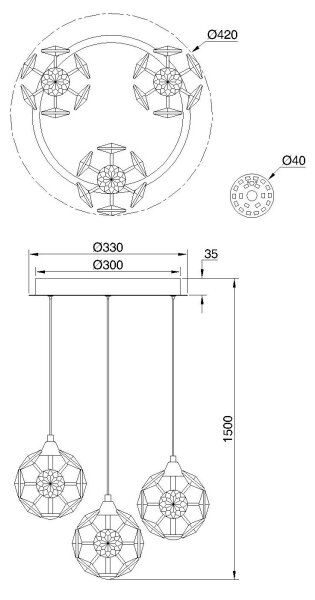 Globo 16047-3HC - Lustră suspendată pe cablu VIRINA, LED/24W/230V