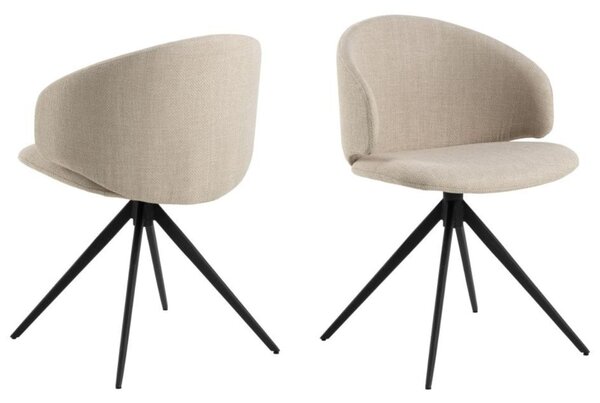 Scaun de dining pivotant Ella Black, bej