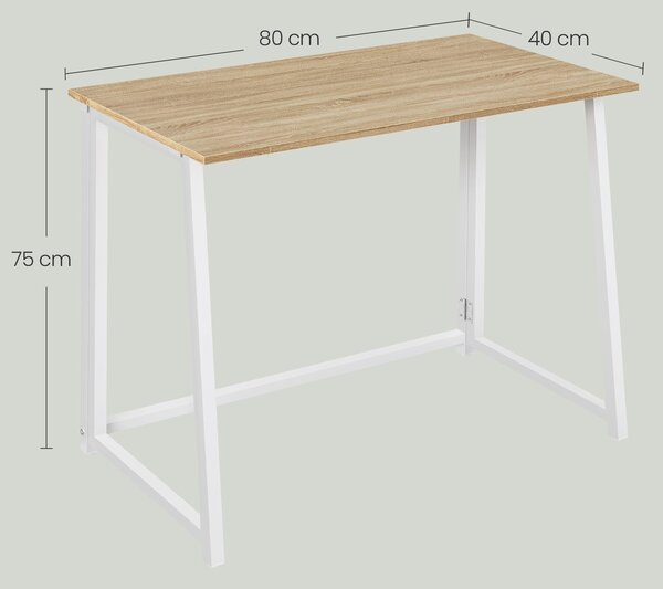 Birou ZARIMO pliabil 80×40 cm, alb/stejar sonoma
