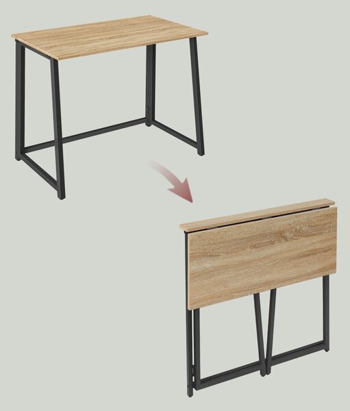 Set pentru birou – birou pliabil ZARIMO 80×40 cm stejar sonoma + scaun de birou AVOLA VELVET maro deschis
