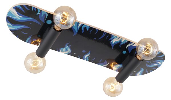 Lampă de perete neagră cu albastru 80cm - Skateboard