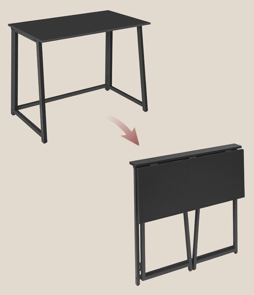 Set pentru birou – birou pliabil ZARIMO 80×40 cm negru + scaun de birou AVOLA VELVET visiniu
