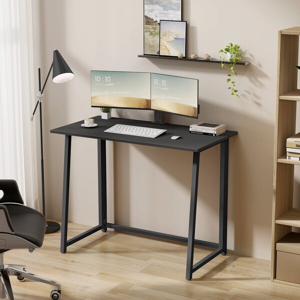 Set pentru birou – birou pliabil ZARIMO 80×40 cm negru + scaun de birou AVOLA VELVET visiniu