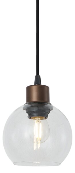 Lampă suspendată modernă bronz cu sticlă transparentă pentru sistem de șină monofazat - Iconic Lava