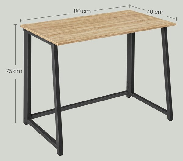 Set pentru birou – birou pliabil ZARIMO 80×40 cm stejar sonoma + scaun de birou AVOLA VELVET maro deschis